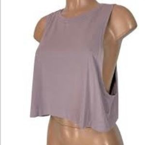 Avocado go to tank cropped workout gym top Sz L
